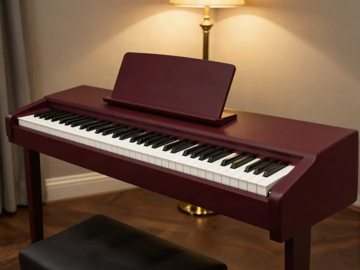 Close-up of a full 88-key weighted digital piano keyboard